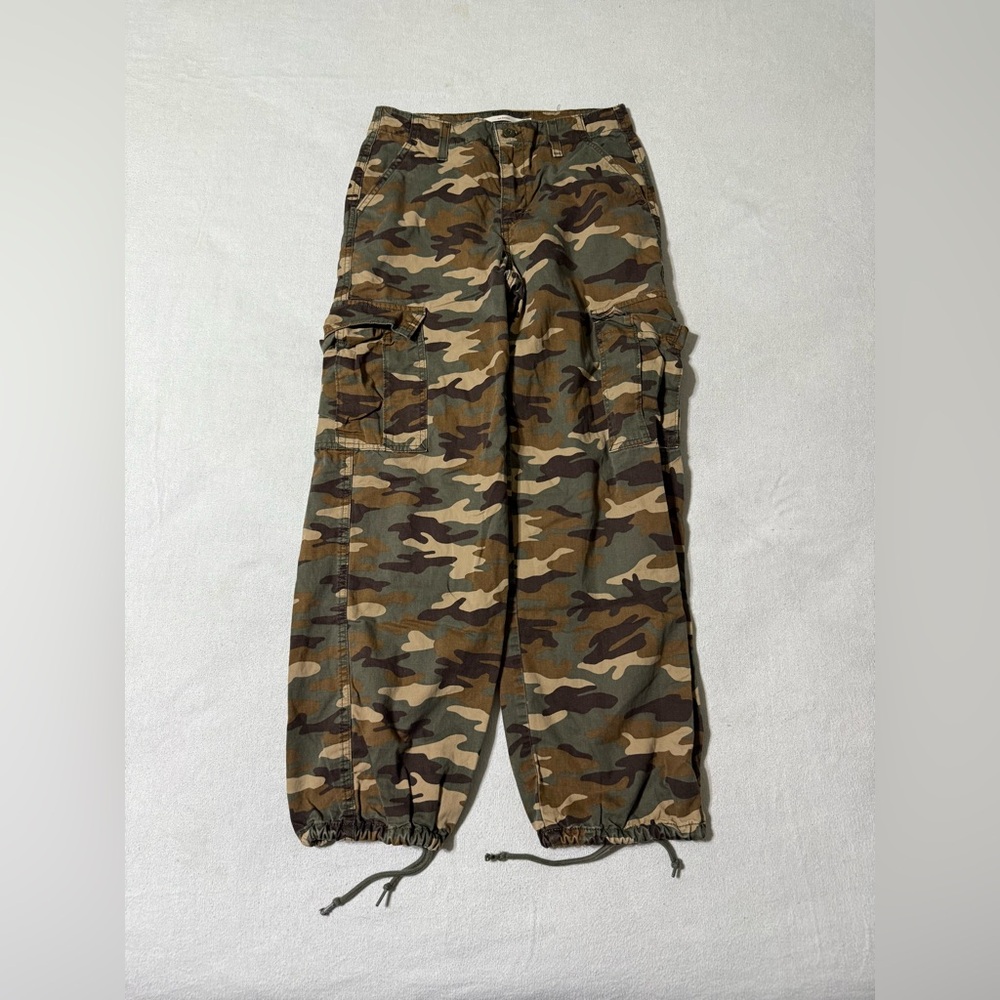 Levi's '94 Baggy Pants Camo Cargo Green Beige Brown Womens‎ 26x28 Camouflage